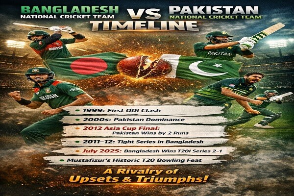 Bangladesh National Cricket Team vs Pakistan National Cricket Team Timeline