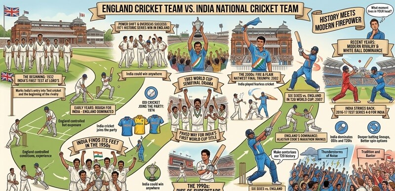 England vs India Cricket Timeline