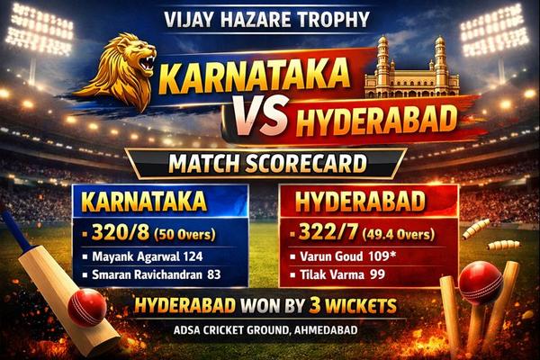 Karnataka vs Hyderabad Cricket Team Match Scorecard