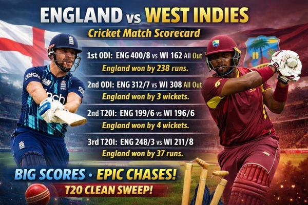 England vs West Indies Cricket Match Scorecard