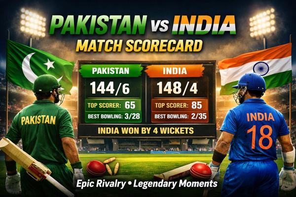 Pakistan vs India Match Scorecard